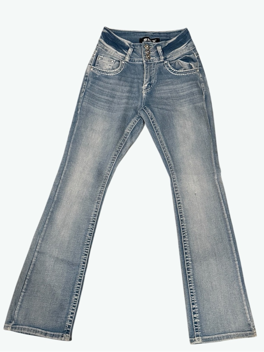 Sky Vintage Inspired Jeans with Cross Pockets Size 1/2